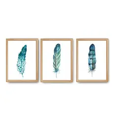 GENERICO - Set Cuadros Decorativos Casa Decoracion Plumas Moderno