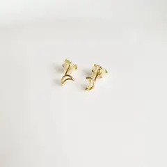 JOYAS VALDES GARCIA - Aros luna mini solo contorno baño oro