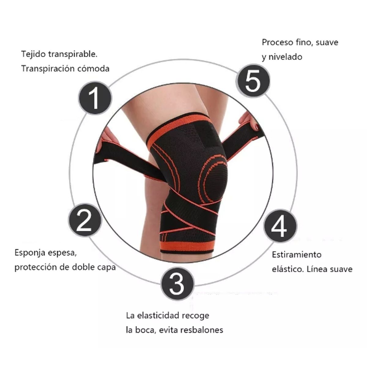 GENERICO - Rodillera Venda Elástica Soporte Compresion Velcro Rodilla