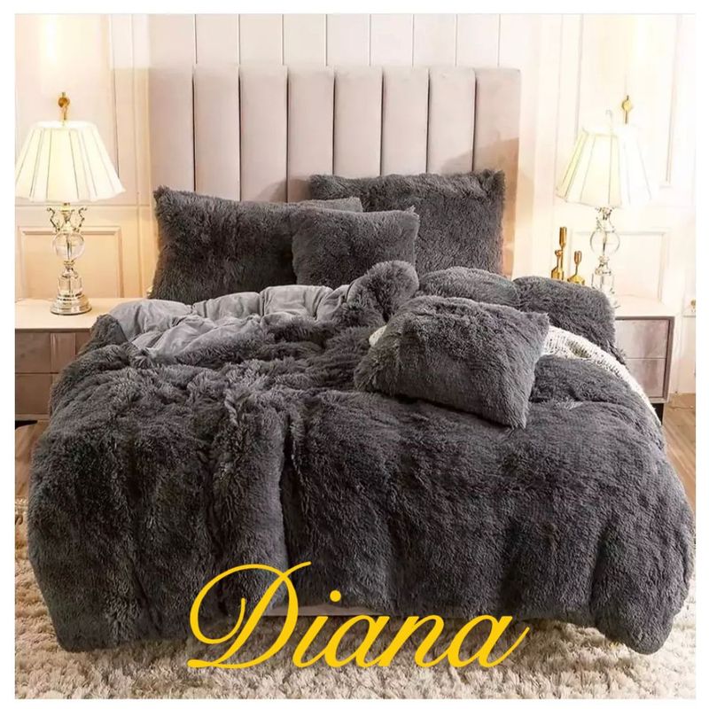 DIANA - COBERTOR PELUDO GRIS OSCURO CON CHIPORRO  2 PLAZA