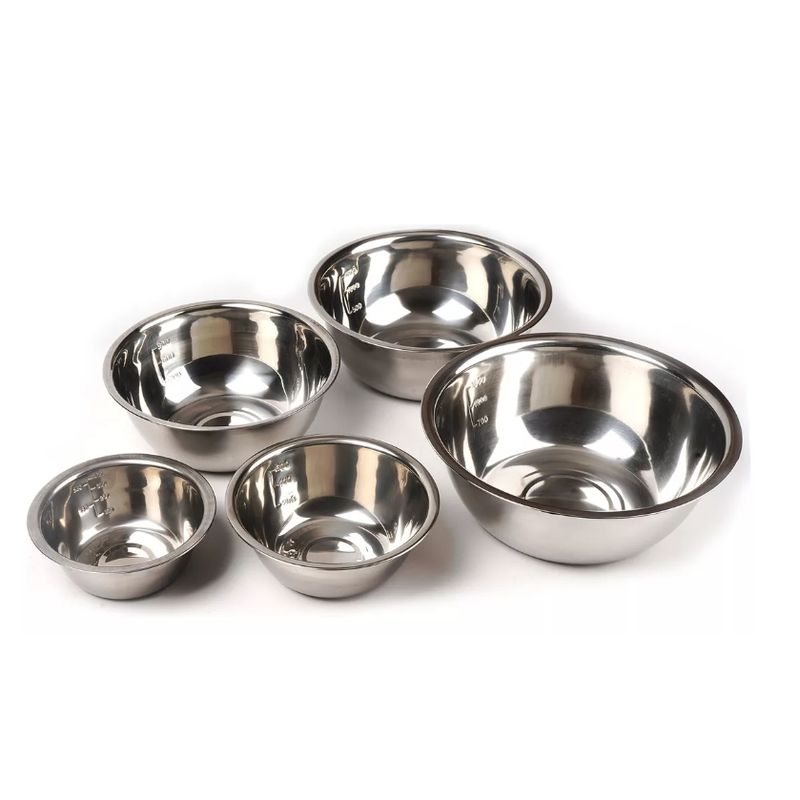 GENERICO - Pack 5 Bowl Pocillo Acero Inoxidable Reposteria Cocina