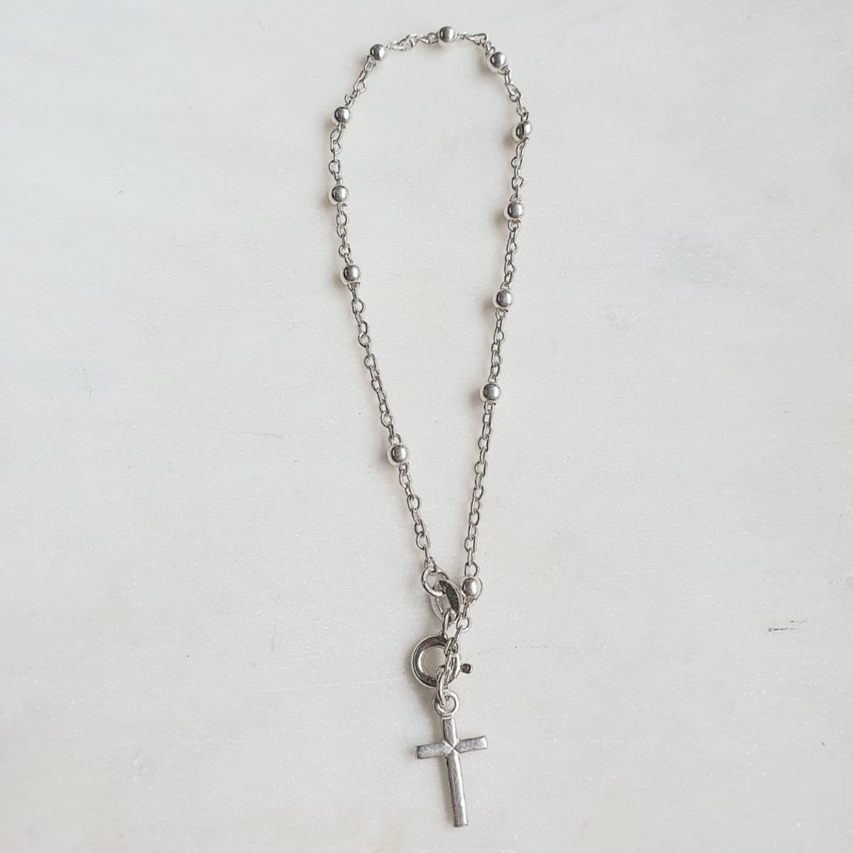 JOYAS VALDES GARCIA - Pulsera denario con cruz plata