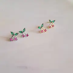 JOYAS VALDES GARCIA - Aros cerezas con circones de colores baño oro