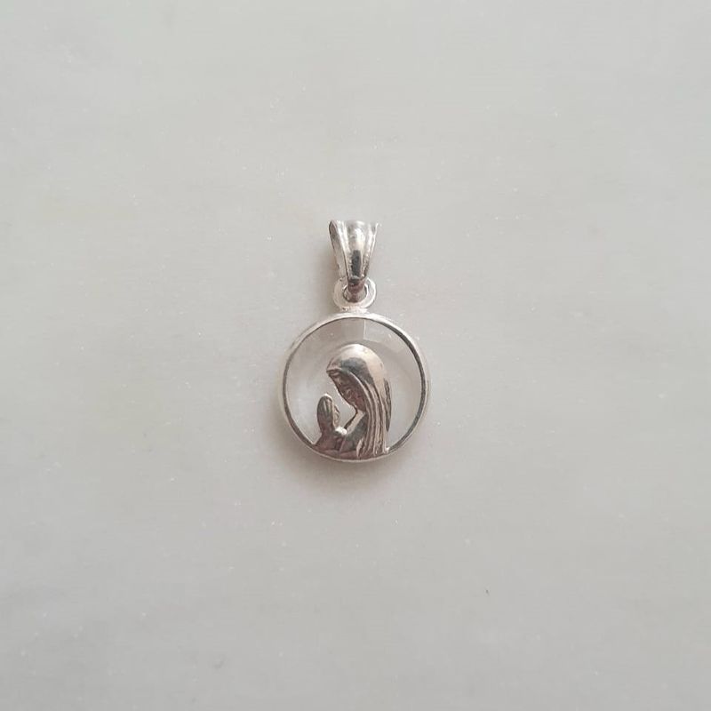 JOYAS VALDES GARCIA - Medalla  Virgen Niña cristal y plata 17mm