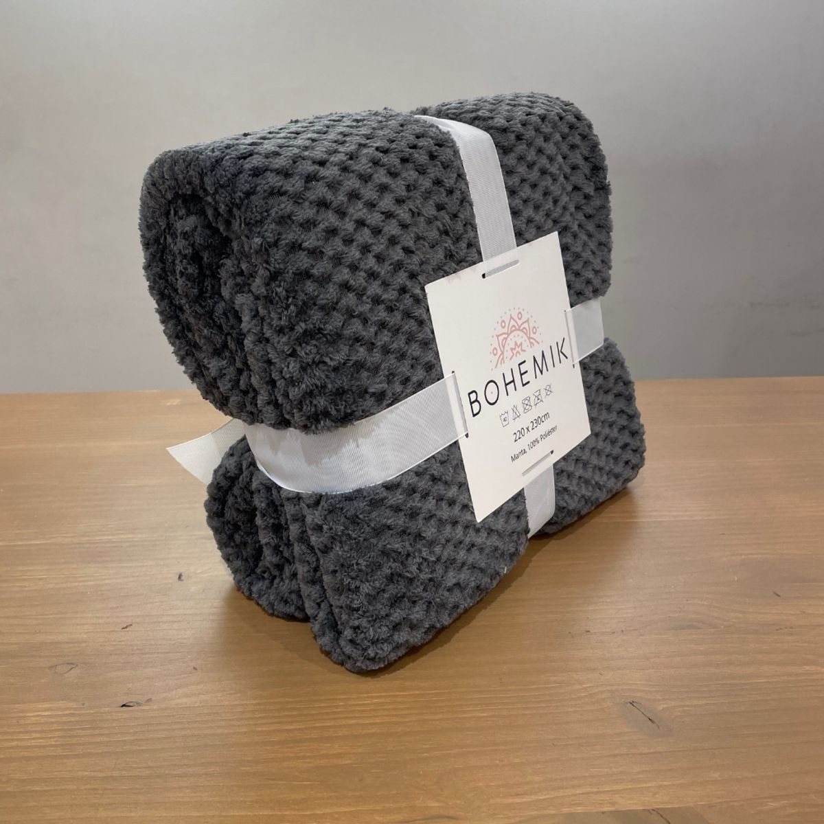 BOHEMIK - Frazada Microfibra Dark Gray 2 Plazas