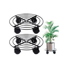GENERICO - 2 Base Para Macetero Con Ruedas 27 Cm De Metal