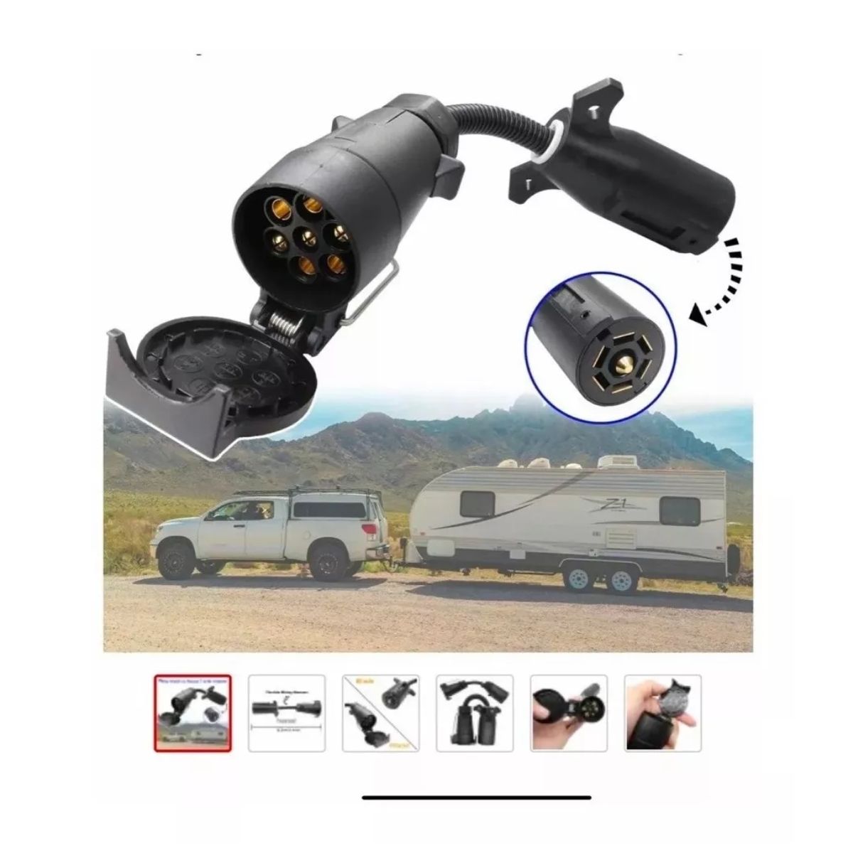 MUNDO MAGIA - Adaptador Enchufe Vehículo Americano Remolque Europeo