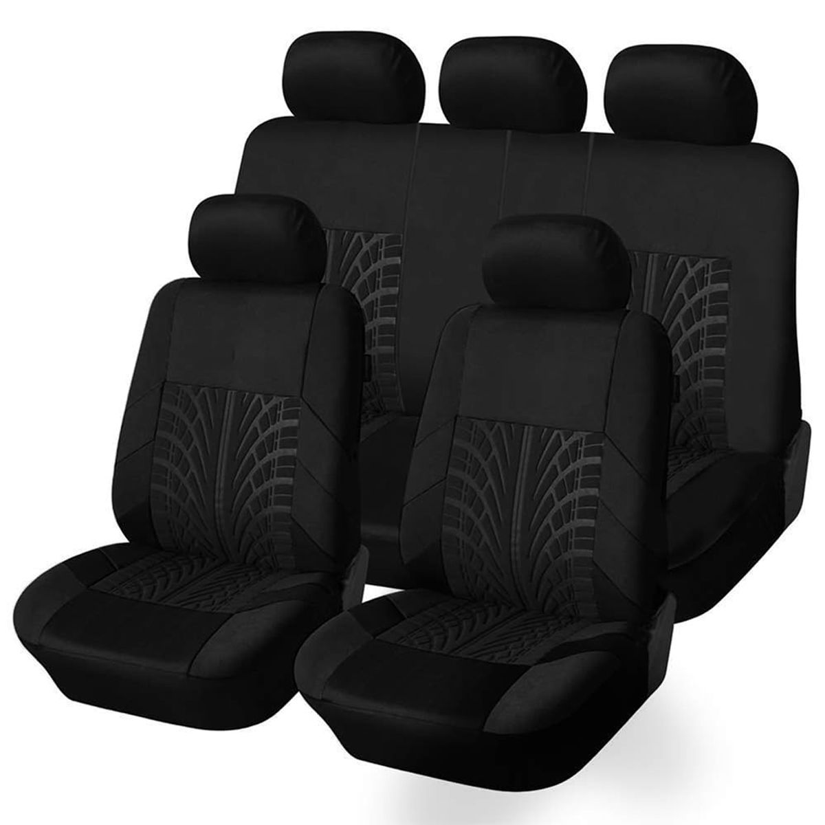 EVERSO - Funda Cubre Asiento Automovil Universal 9 Piezas Negro