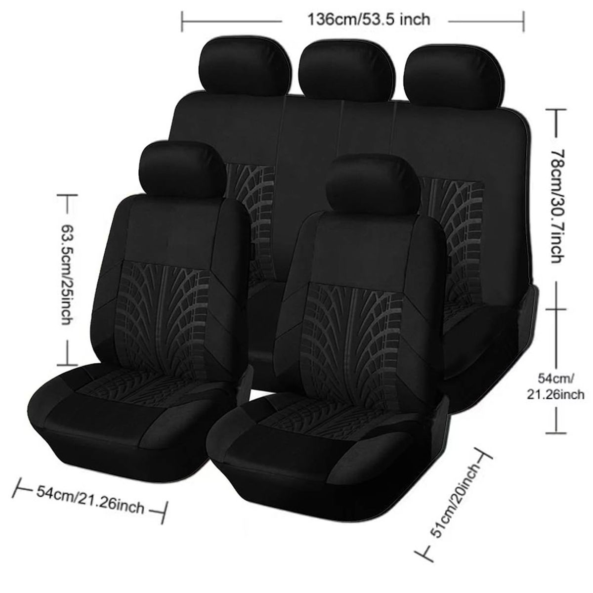EVERSO - Funda Cubre Asiento Automovil Universal 9 Piezas Negro