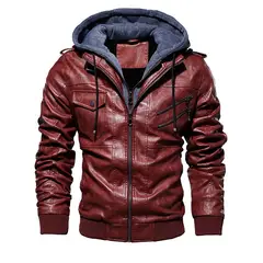 TIOZONEY - Chaqueta de hombre Slim Fit Zip PU
