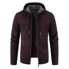 TIOZONEY - Chaqueta con capucha de punto grueso para hombre