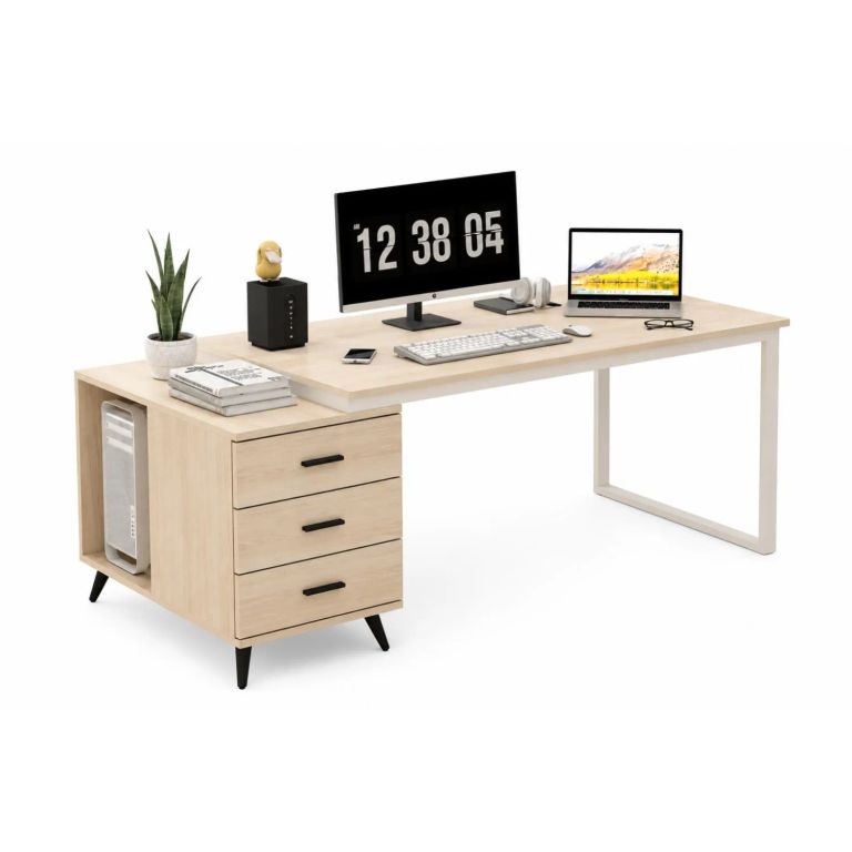 Escritorio Moderno con Cajonera Lateral 120 cm Estilo Minimalista