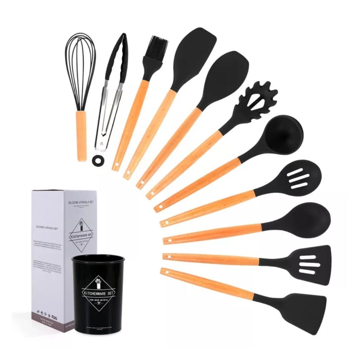 GENERICO - Set Utensilios De Silicona11 Piezas - Negro