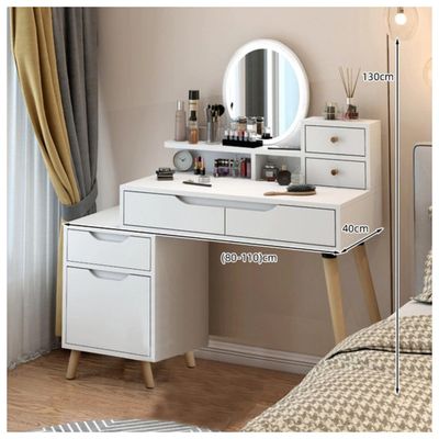 Imagen 2 del producto Tocador Con Espejo De Luz Y Taburete Comoda Extendible Blanco