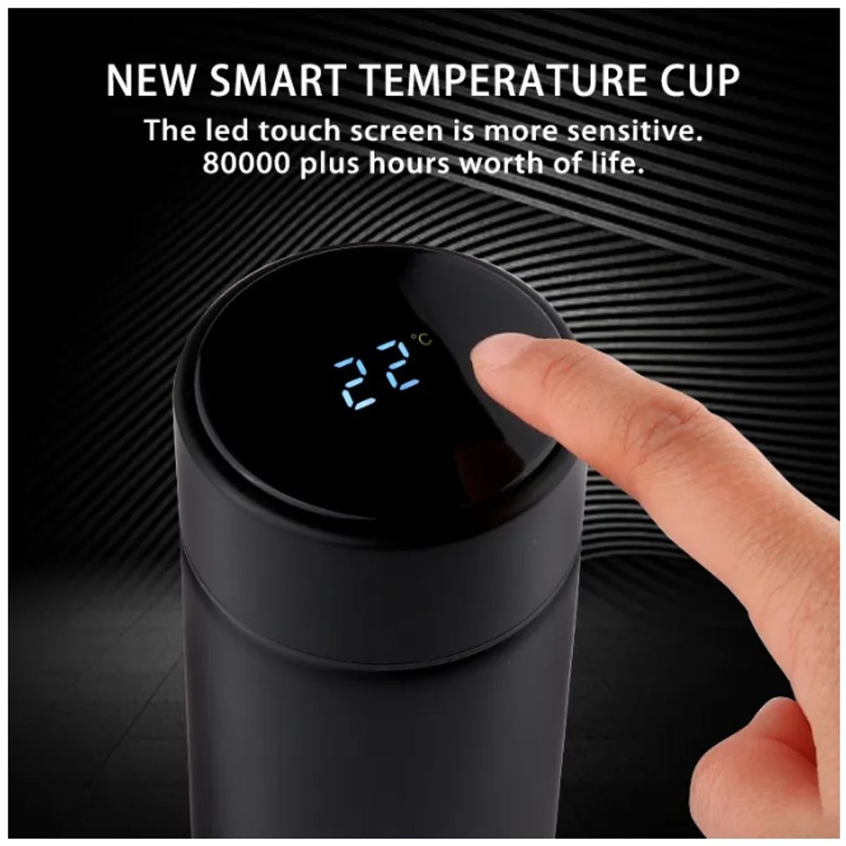 GENERICO - Termo De Agua Botella Con Pantalla De Temperatura Led 500 ML Negro…