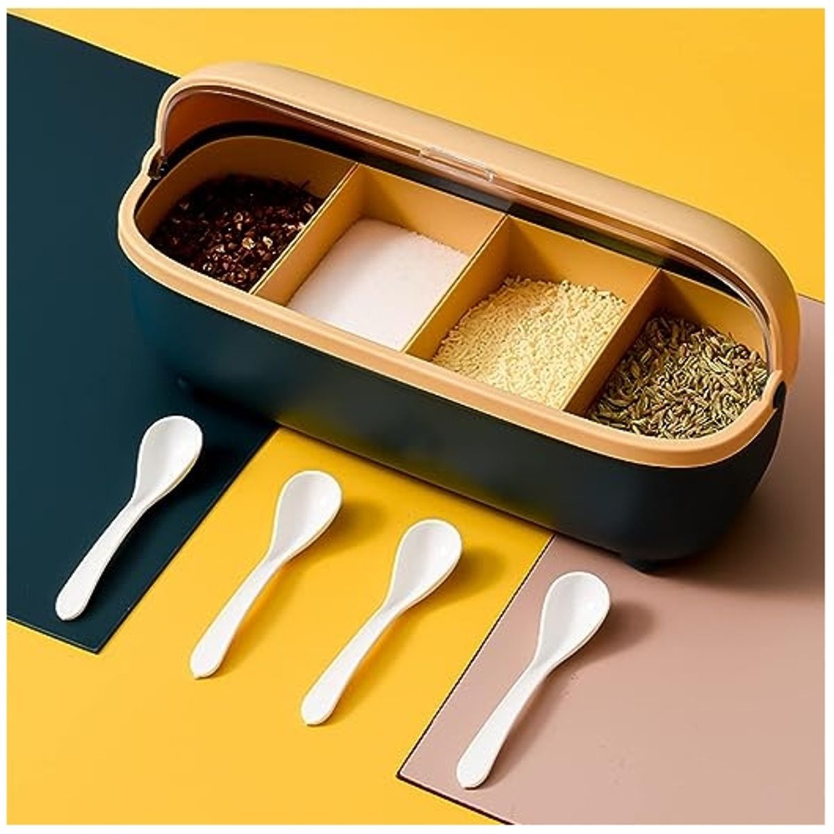 GENERICO - Tarro Para Condimentos Especias De 4 Compartimientos