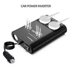 GENERICO - Inversor Corriente autos 12v a 220v con 4 puertos USB+tipo C