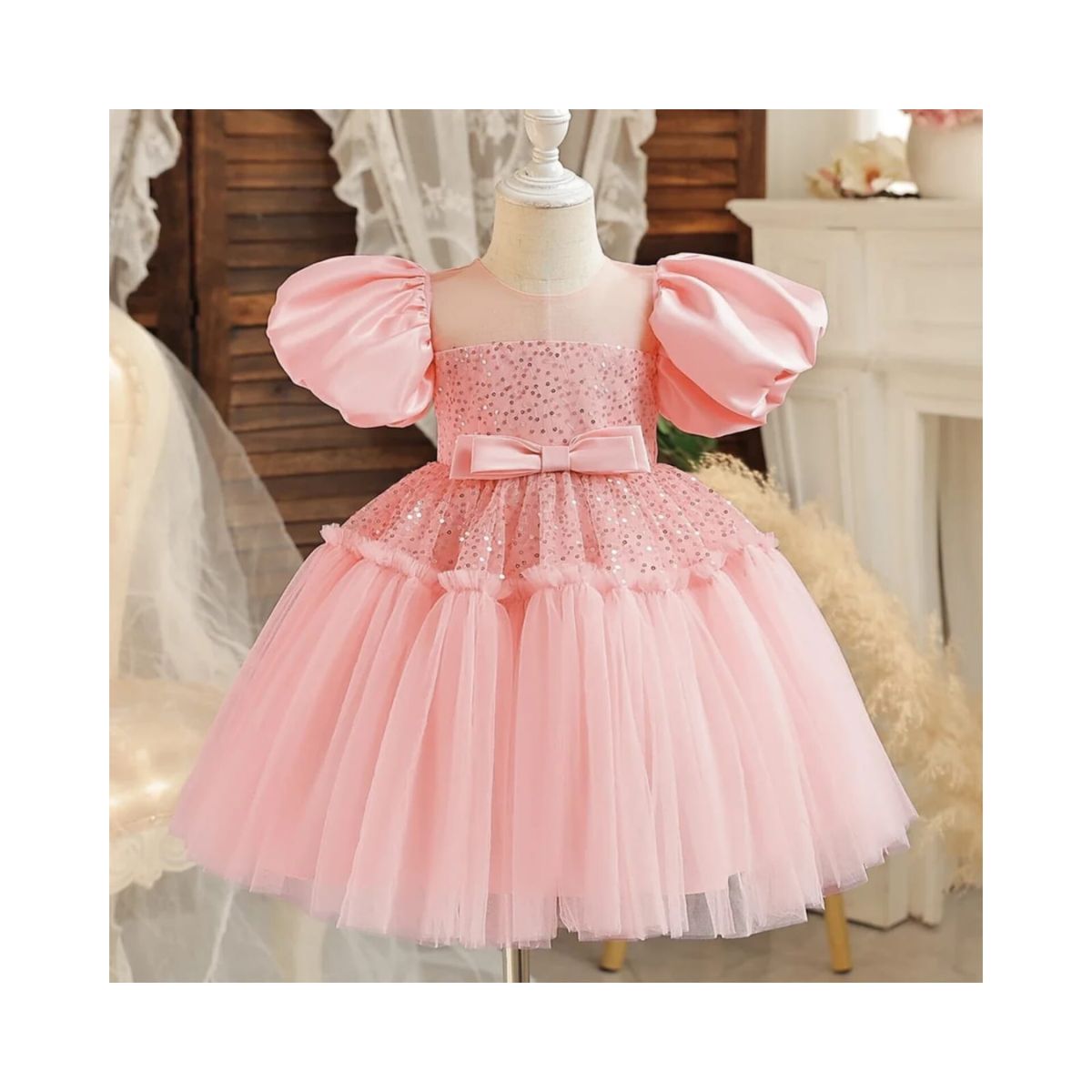 GENERICO - VESTIDO GALA FIESTA NIÑA TUL Y LENTEJUELAS