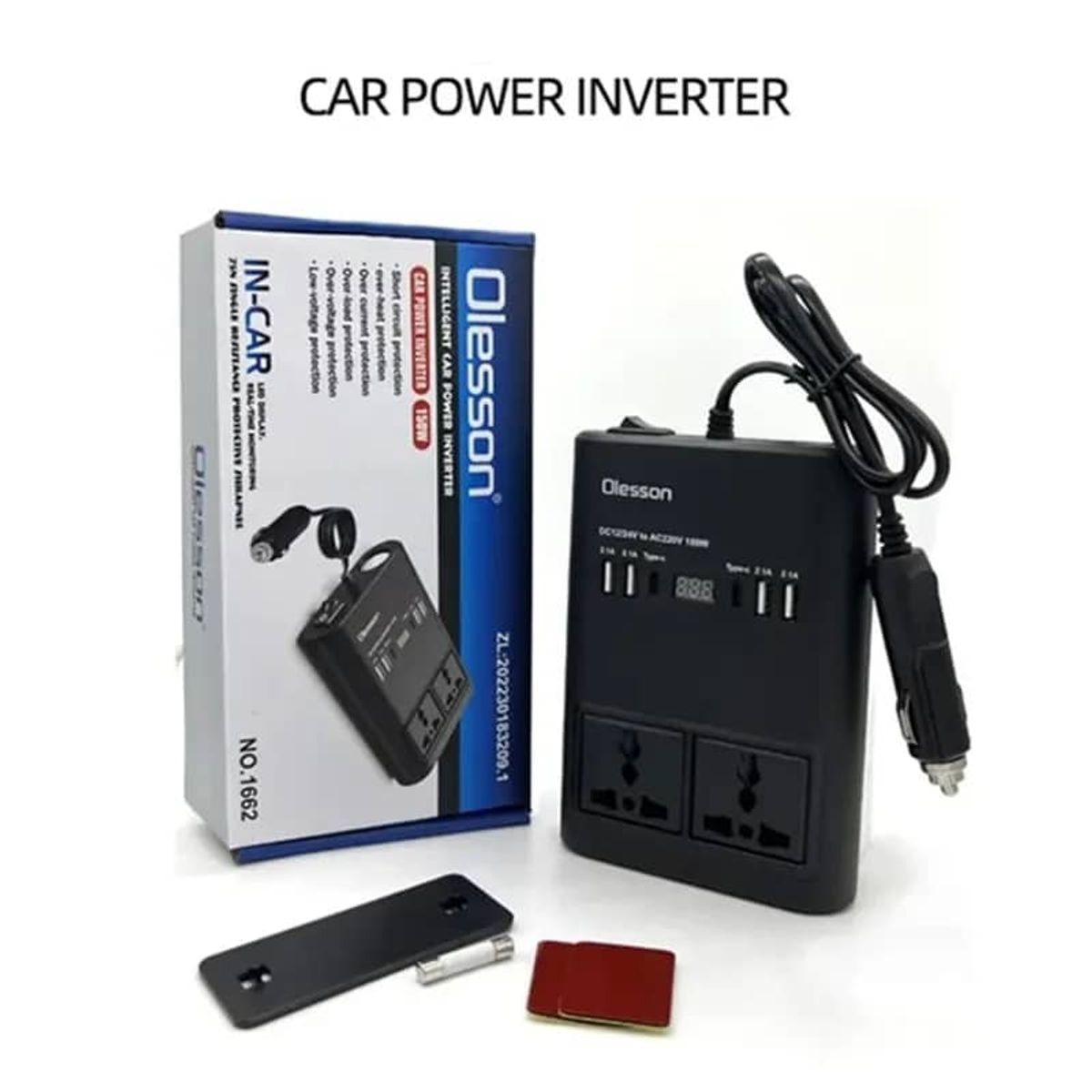 GENERICO - Inversor Corriente autos 12v a 220v encendedor 4 USB+tipo C
