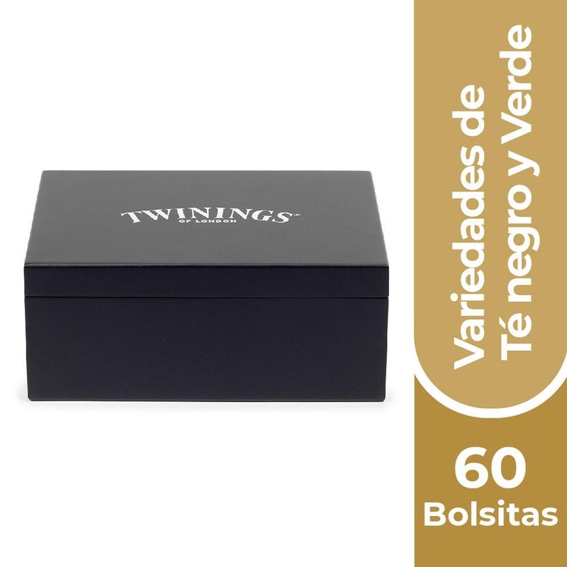 TWININGS - Caja Madera 6 Espacios Negra 60 bolsitas