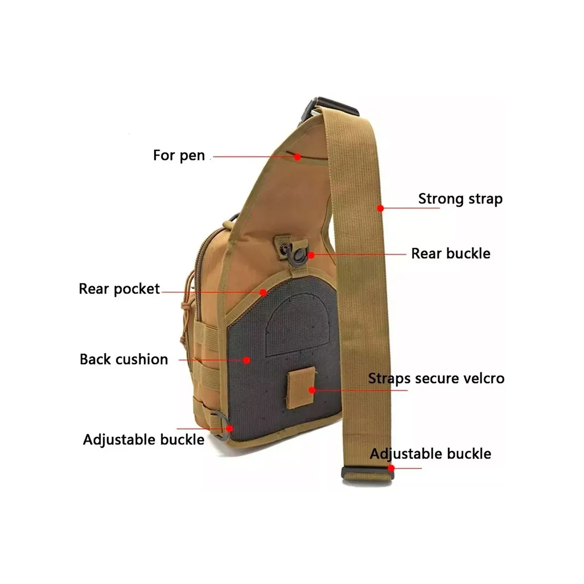 GENERICO - Bolso Táctico De Hombro Cruzado Impermeable Multiuso