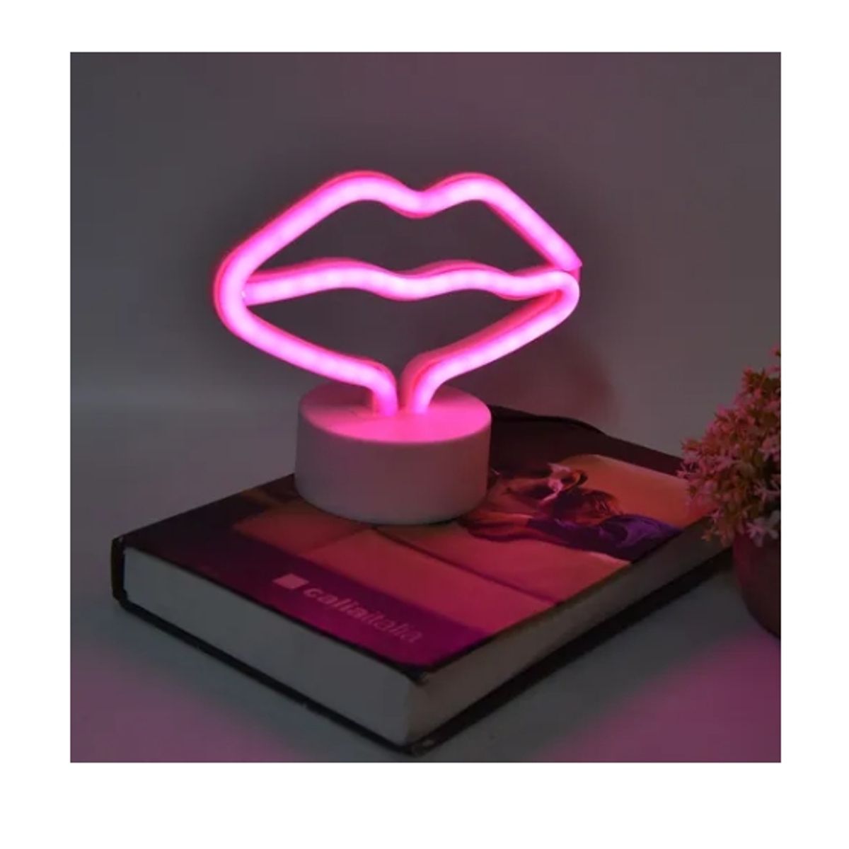 GENERICO - Lampara Led Neón De Labios Con Base De Soporte