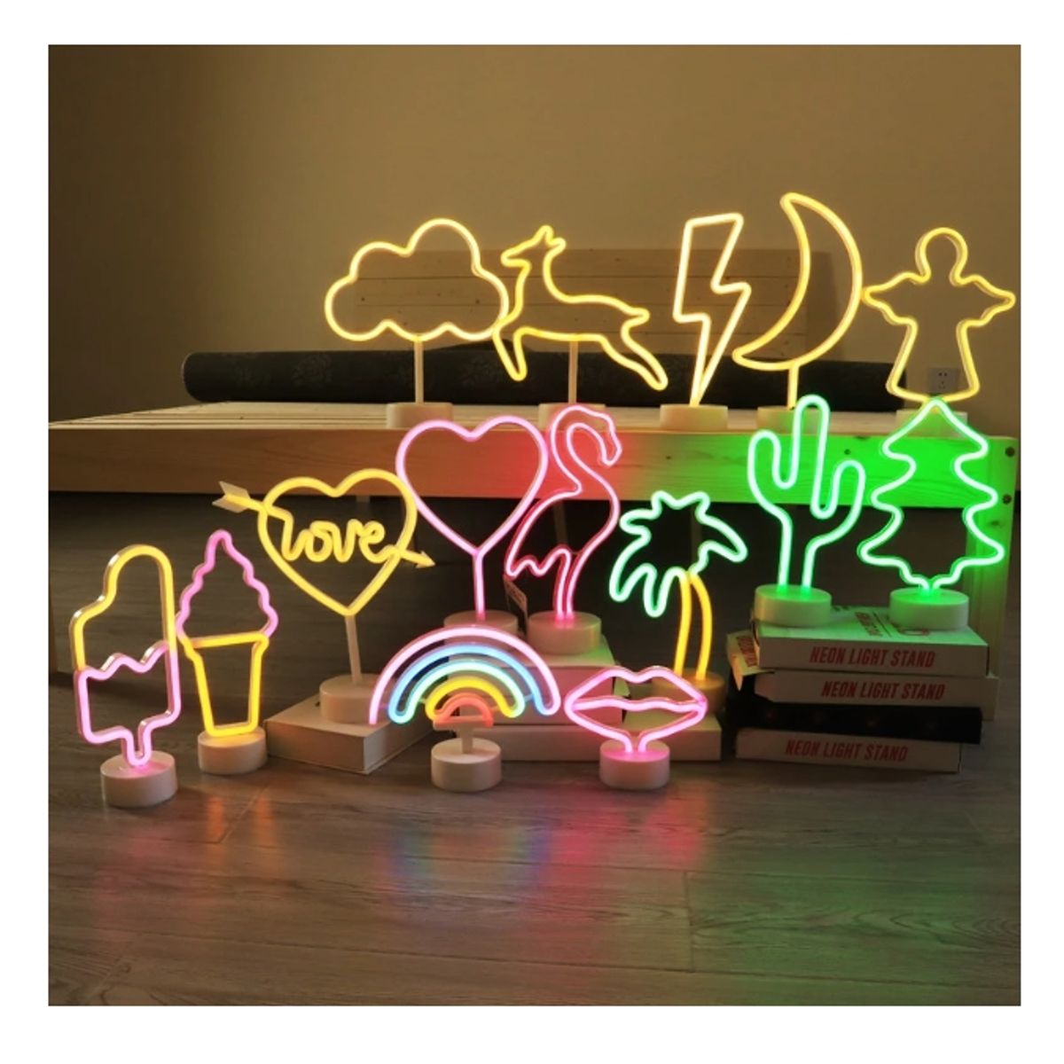 GENERICO - Lampara Led Neón De Labios Con Base De Soporte