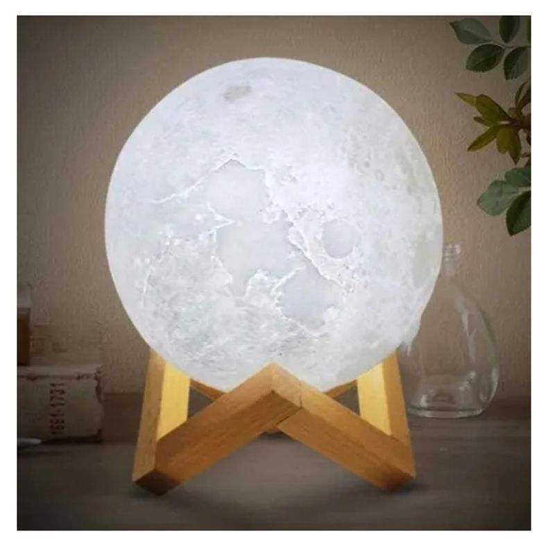 GENERICO - Lampara Lunar Led 3D Cambia De Color Con Un Toque