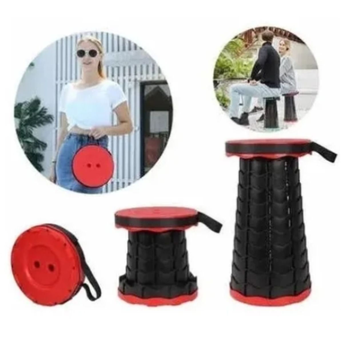 GENERICO - Silla Retráctil Taburete De Camping Ajustable Plegable Portátil