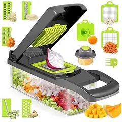 GENERICO - Picador De Verduras Con Contenedor 12 en 1 Rebanador Rallador Cortador