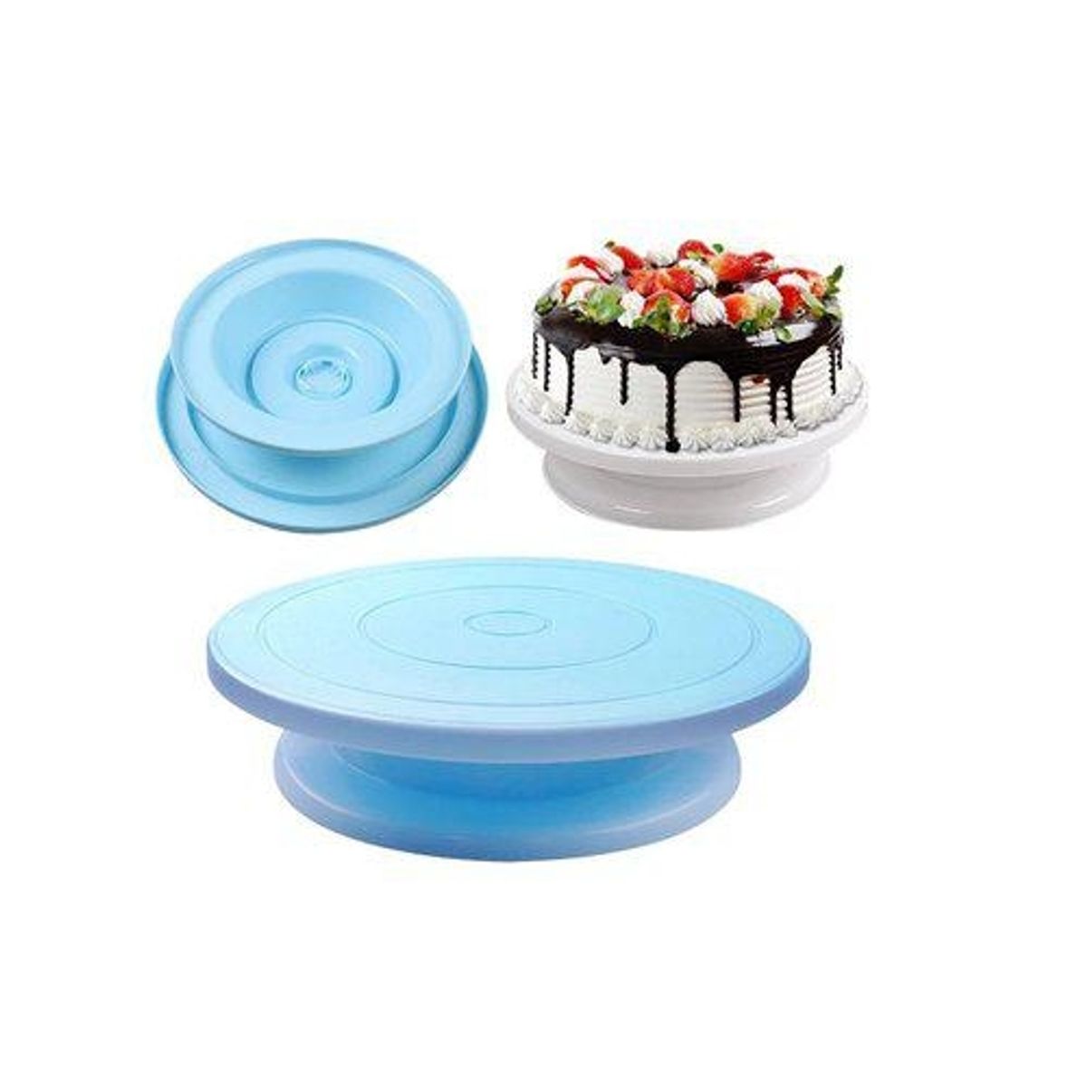 GENERICO - Base Para Decorar Tortas Plato Giratorio Celeste