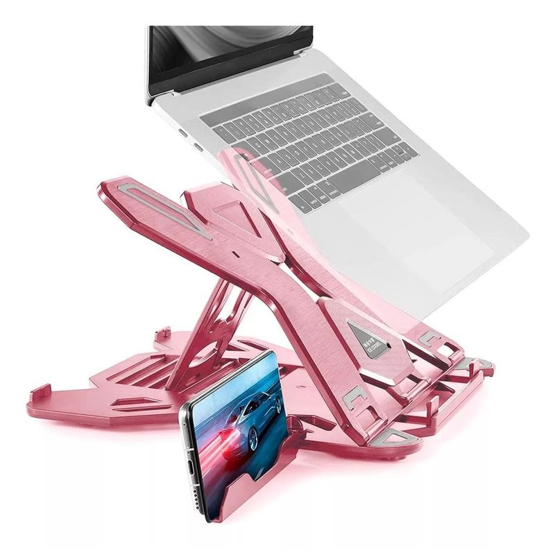GENERICO - Soporte Base Notebook Y Celular Hasta 17 Pulgadas Color Rosado