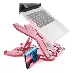 GENERICO - Soporte Base Notebook Y Celular Hasta 17 Pulgadas Color Rosado