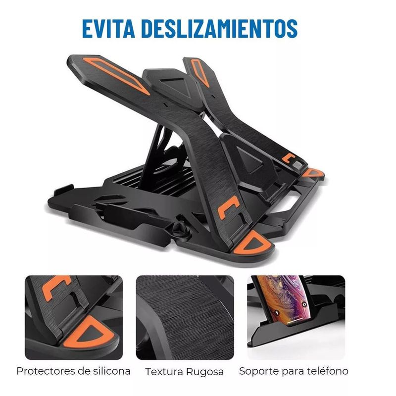 GENERICO - Soporte Base Notebook Y Celular Hasta 17 Pulgadas Color Negro