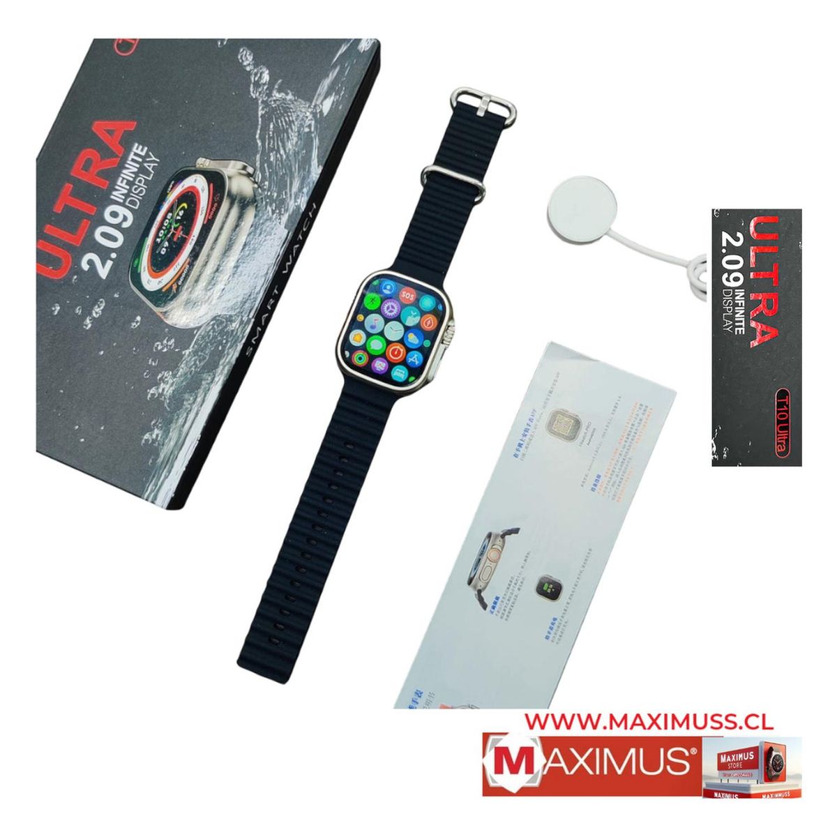 UNIVERSAL - reloj T10 Ultra Inteligente Smartwatch Negro / Realiza y Recibe Llamadas
