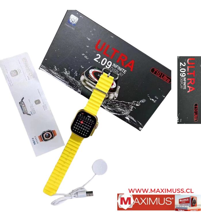 Reloj T10 Ultra Inteligente Smartwatch Amarillo Realiza y Recibe Llamadas
