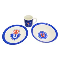 TITANIO - Set x3 Plato Bowl Taza Desayuno U Chile Universidad