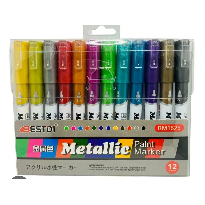 GENERICO - LAPICES ACRILICOS METALIZADOS 12 COLORES BETSDI