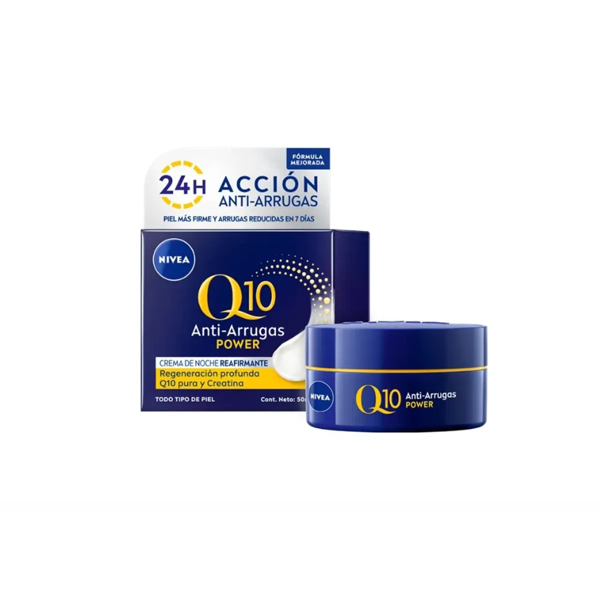 NIVEA - Crema Facial de Noche Q10 Antiarrugas Reafirmante Power 50ml Nivea
