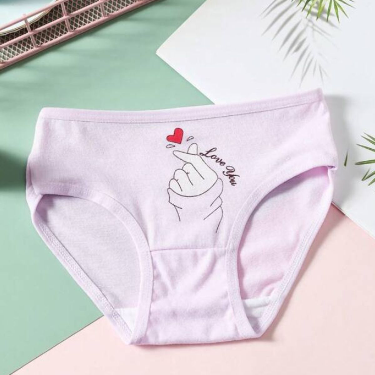 GENERICO - Calzones con estampado de corazón y letra