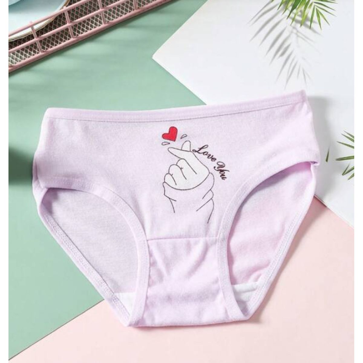 GENERICO - Calzones con estampado de corazón y letra