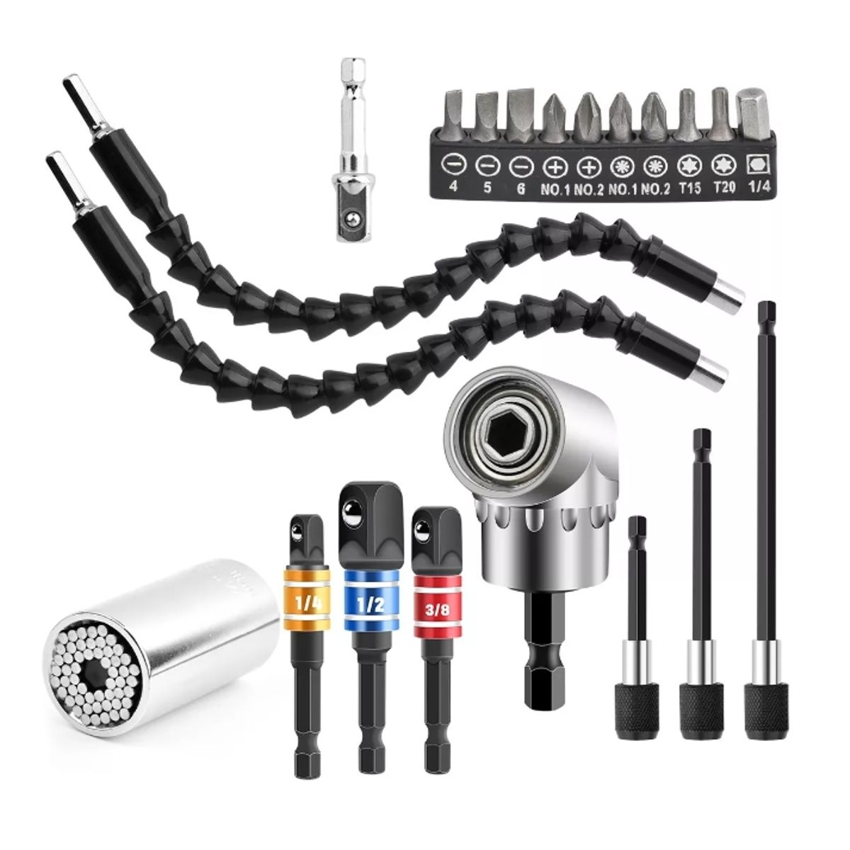 GENERICO - Dado Universal Llave De Tubo Y 105° Adaptador Angular 21pcs