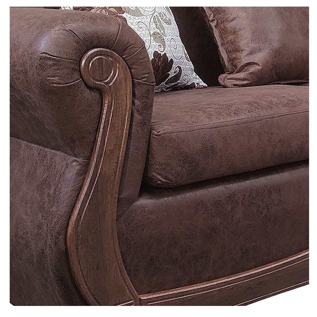 AMERICA DECORA - Living Con Resorte Estructural 6 Cuerpos 4+1+1 Grand Santi Envejecido Café X