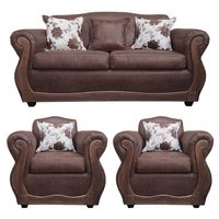 Living Con Resorte Estructural 5 Cuerpos 3+1+1 Grand Santi Envejecido Café X