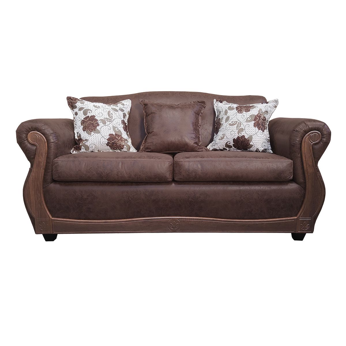 AMERICA DECORA - Sofá Con Resorte Estructural 3 Cuerpos Grand Santi Envejecido Café X