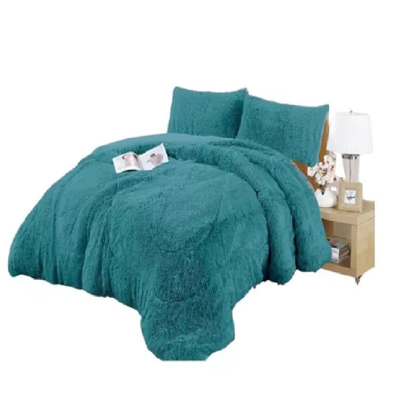 GENERICO - Cobertor Plumón Invierno Chiporro Liso Peludo Cama 2 Plazas Turquesa