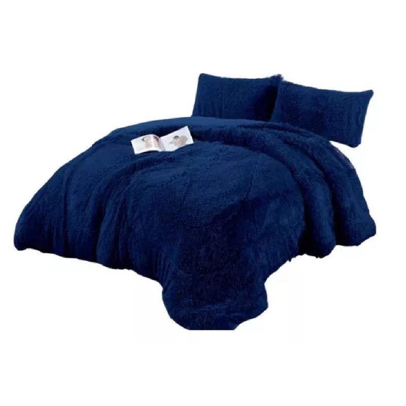 GENERICO - Cobertor Plumón Invierno Chiporro Liso Peludo Cama 2 Plazas Azul