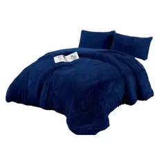 GENERICO - Cobertor Plumón Invierno Chiporro Liso Peludo Cama 2 Plazas Azul