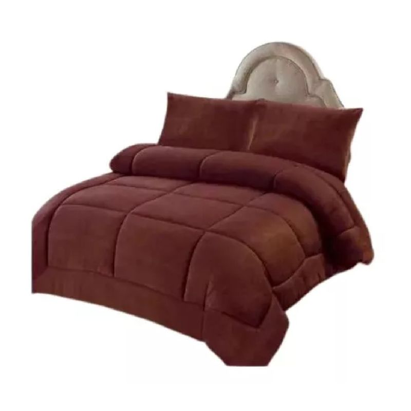 GENERICO - Cobertor Plumón Invierno Liso Cama 2 Plazas Cubre Cama Liso Marron