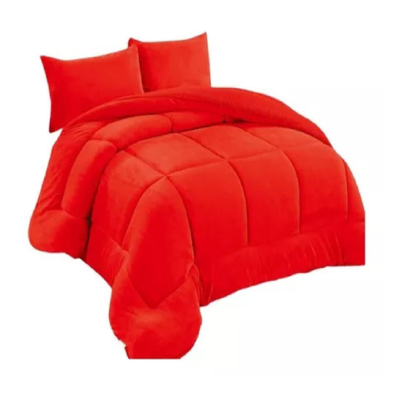 GENERICO - Cobertor Plumón Invierno Liso Cama 2 Plazas Cubre Cama Liso Rojo